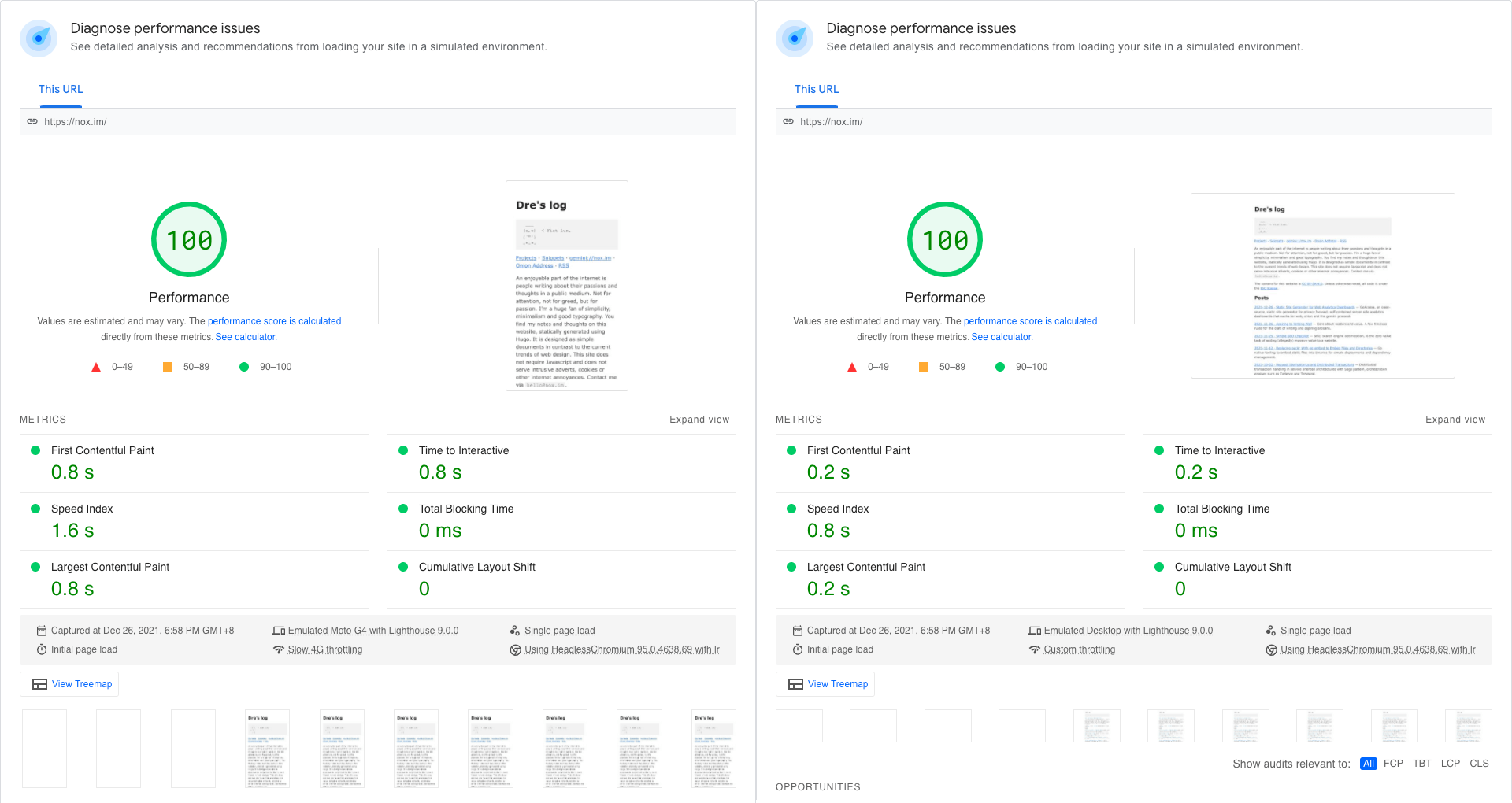 PageSpeed Insights nox.im