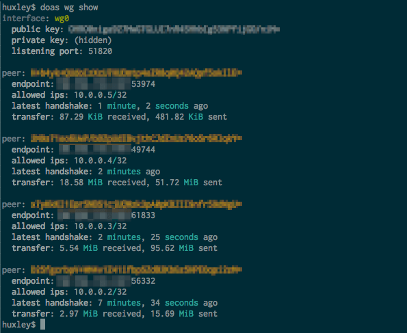 WireGuard wg show output