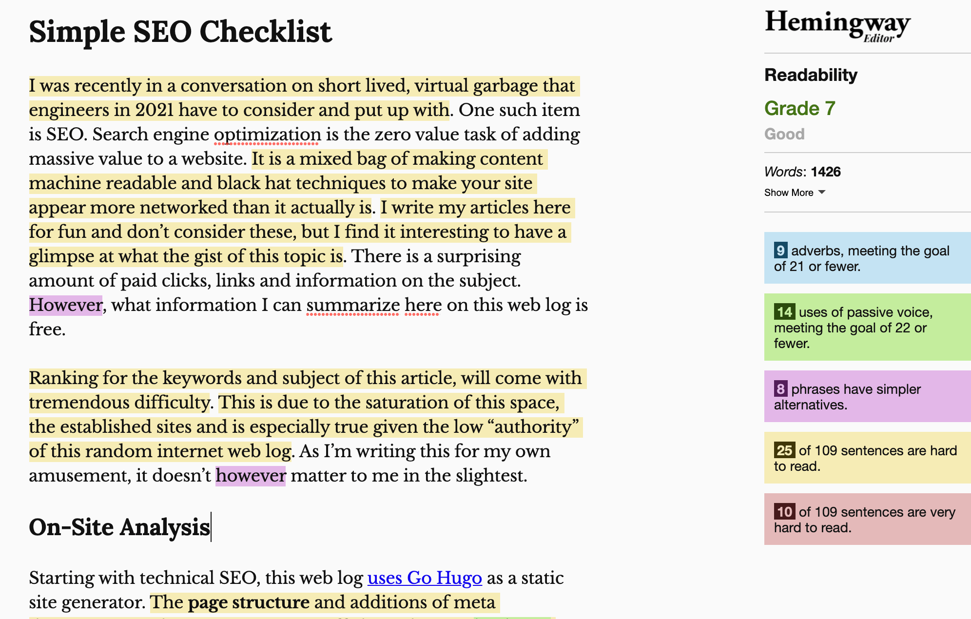 This article in the Hemingway app