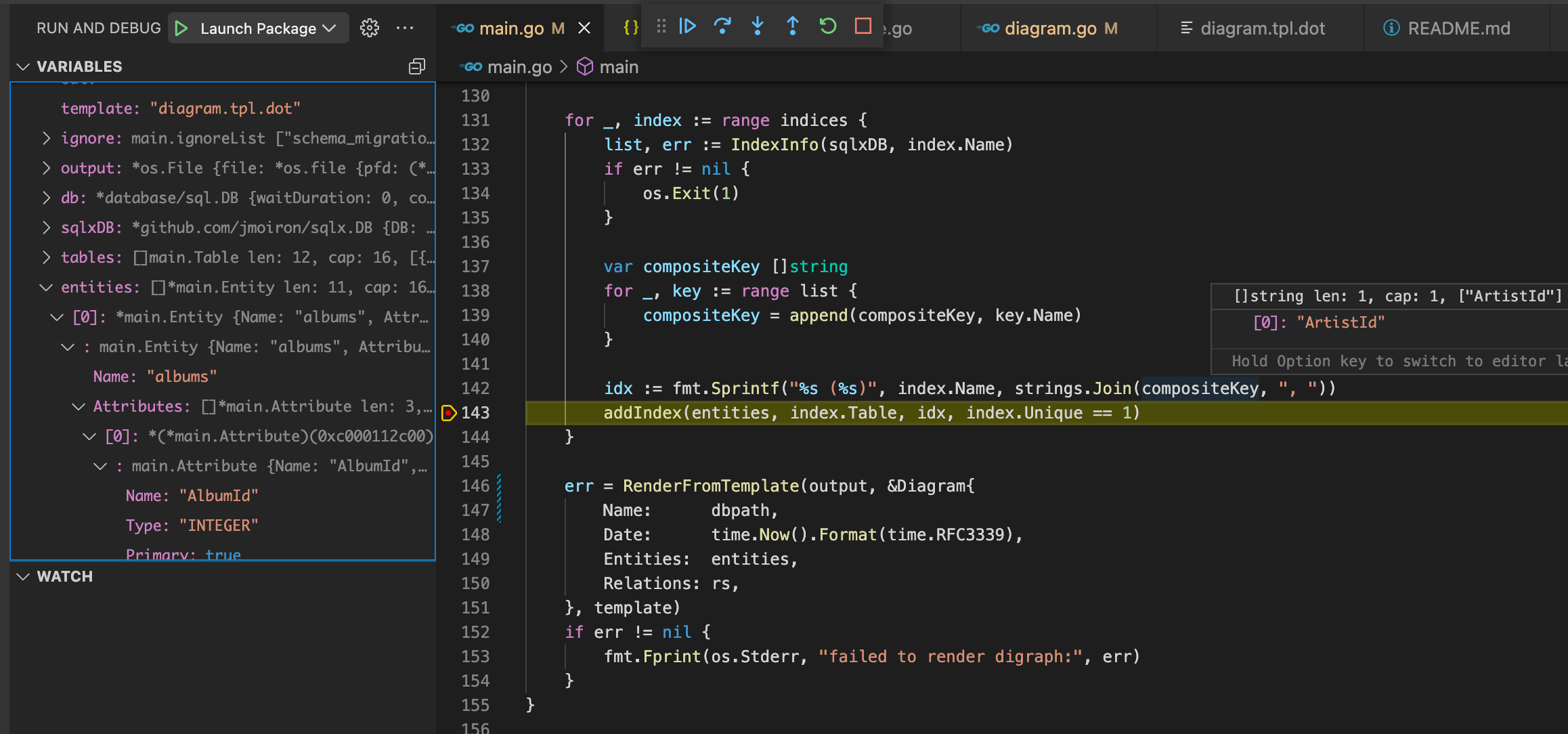 VS Code Go Debugging Breakpoint